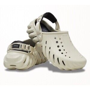 Crocs Echo Clog Bone White Black Unisex Slide Mens 5 Womens 7 EUC Comfort Shoes